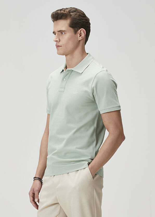 Beymen Club Basic Fit Green Polo Neck T-Shirt - 4