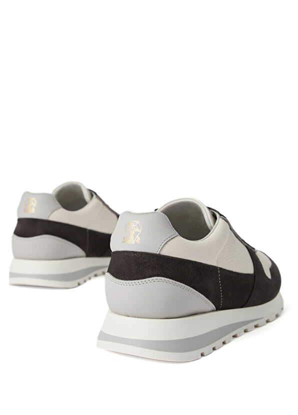 Brunello Cucinelli Pair Grey Black Men's Leather Sneaker - 3