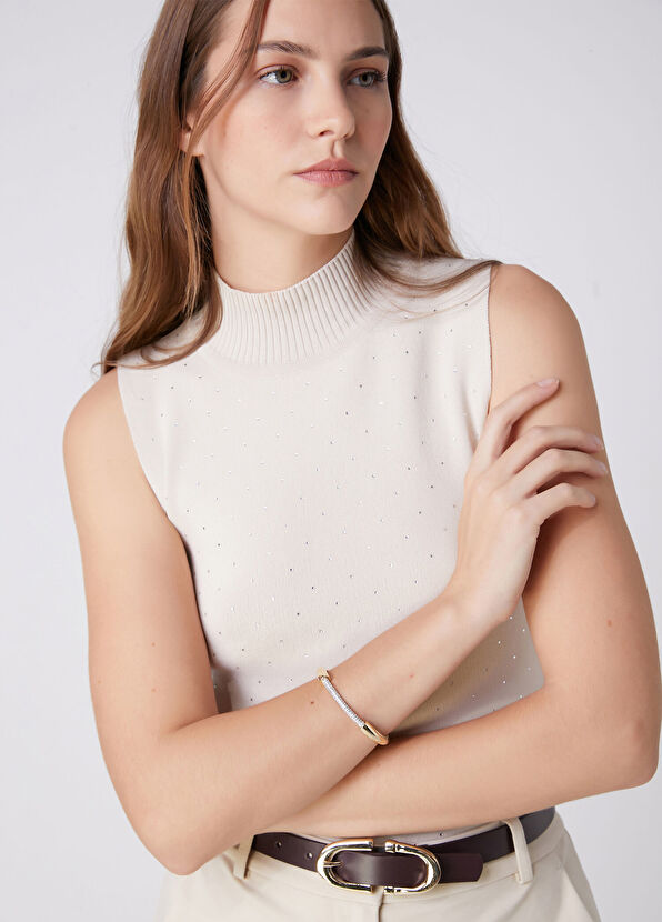 Beymen Club Gold Stone Detailed Women's Handcuff Bracelet - 2