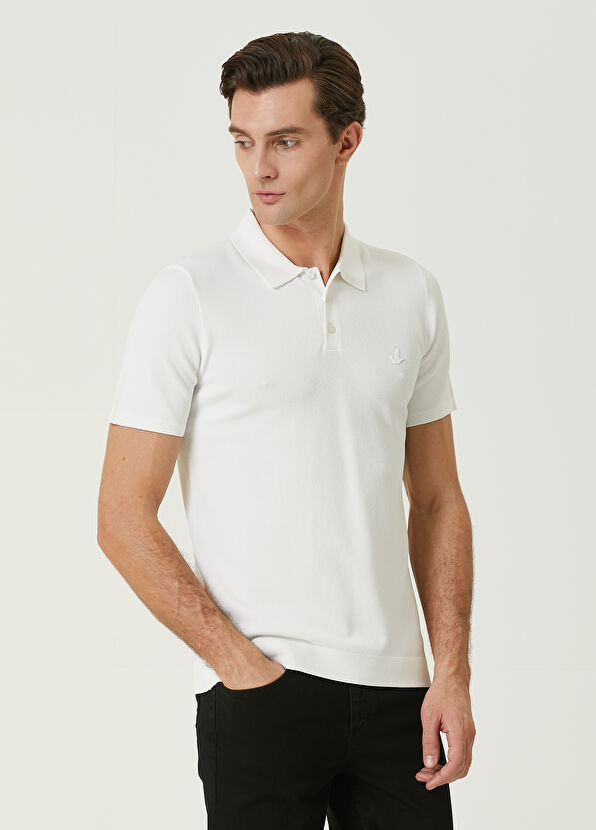 Beymen Club White Polo Neck Brass Textured Knitwear - 4