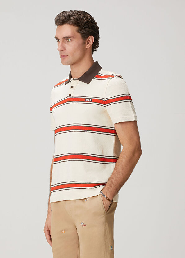 Beymen Club Off-White Comfort Fit Striped Single Jersey T-Shir - 4