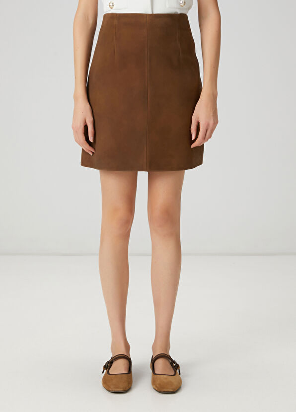 Beymen Club Brown Mini Suede Skirt - 2