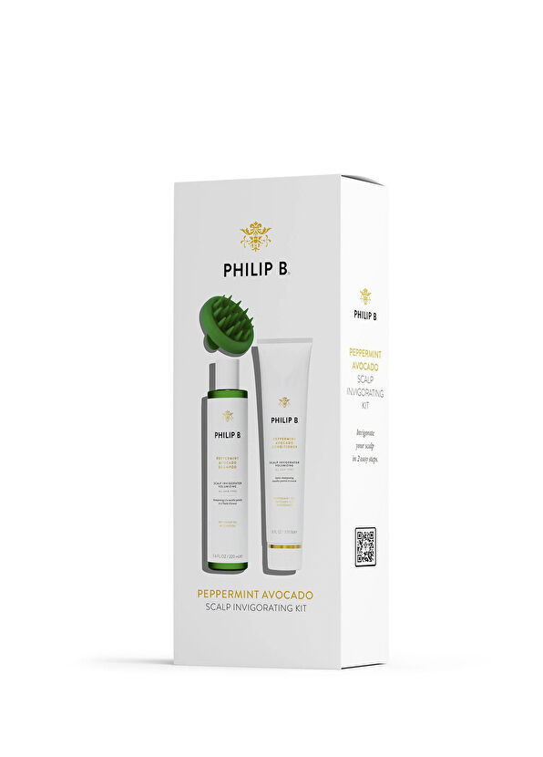 Philip B. Peppermint Avocado Scalp Invigorating Şampuan + Saç Kremi ve Saç Derisi Masaj Aleti Bakım Seti - 4