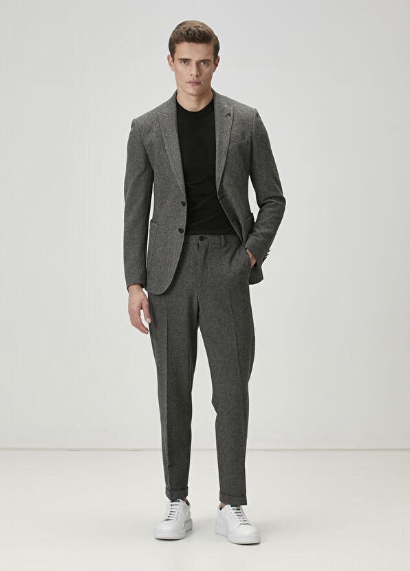 Beymen Club Antrasit Kırçıl Desenli Yün Ceket - 2