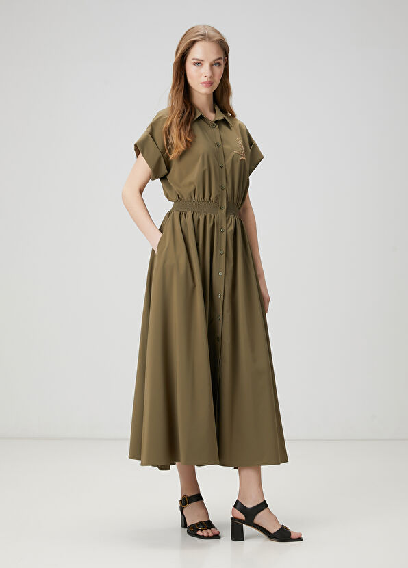 Beymen Club Khaki Midi Shirt Dress - 3
