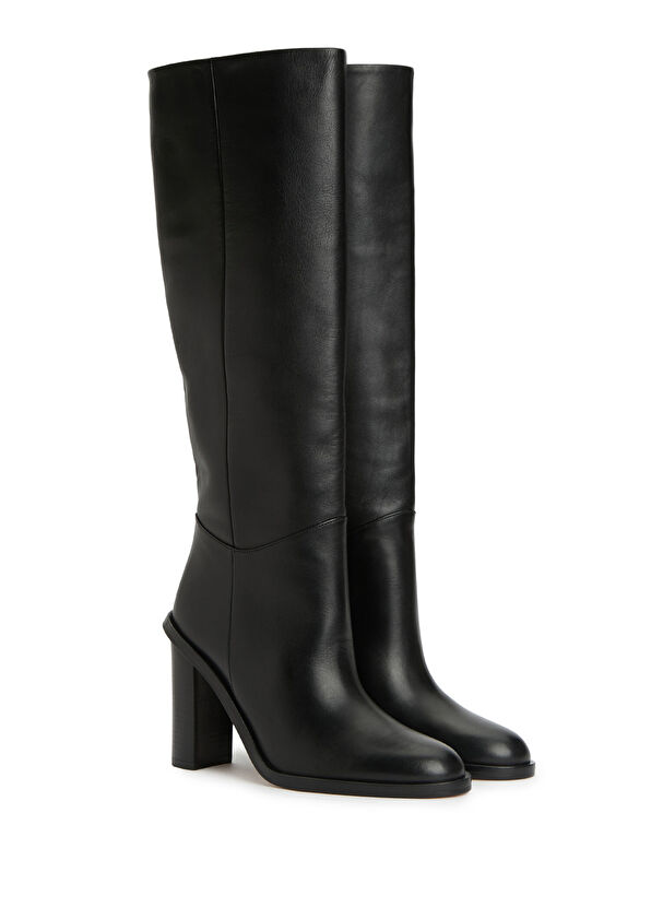 Siyah Topuklu Deri Çizme - Görsel 3