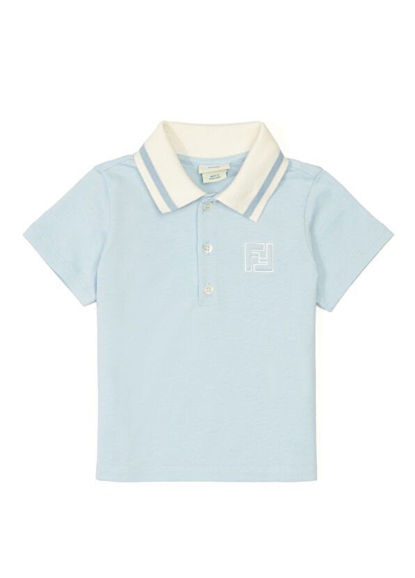 Fendi Light Blue Polo Neck Baby Boy T-Shirt - 1