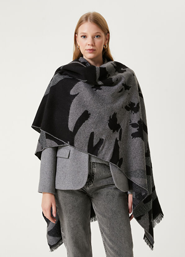 Beymen Club Gri Yaprak Desenli Şal - 1