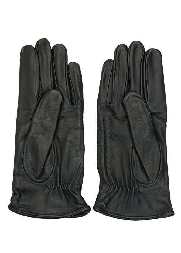 Beymen Club Black Logo Detailed Women's Leather Gloves - 2