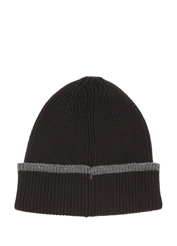 Siyah Çizgi Detaylı Unisex Atkı Bere Seti - Görsel 4