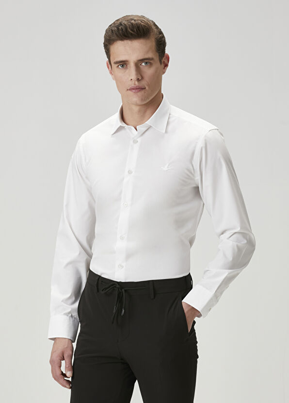 Beymen Club Slim Fit White Non-Iron Poplin Shirt - 3