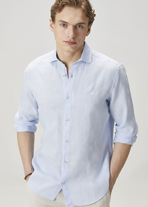 Beymen Club Açık Mavi Keten Gömlek - 2