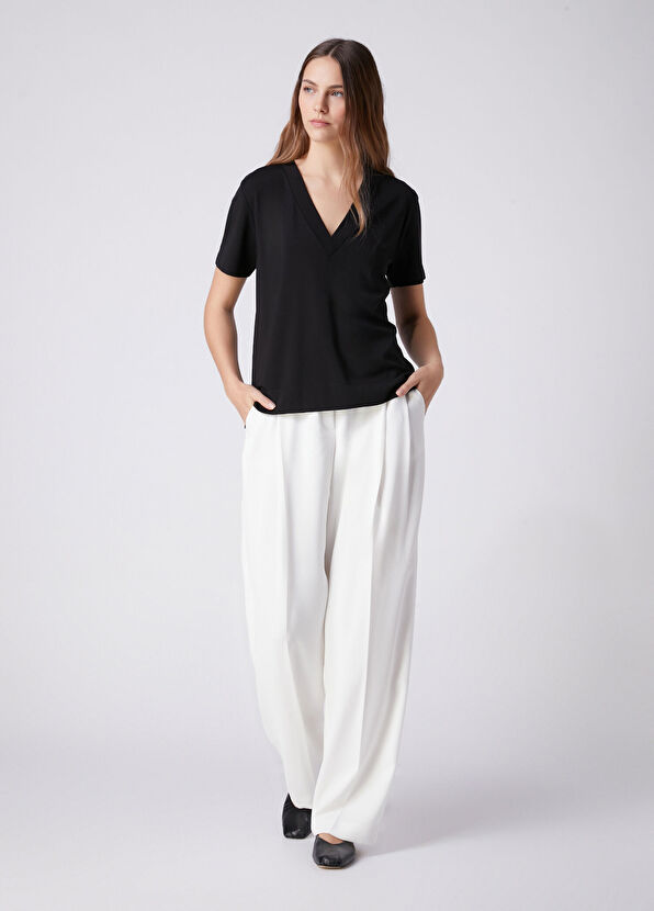 Beymen Club Siyah Yanı Yırtmaçlı Basic T-shirt - 3
