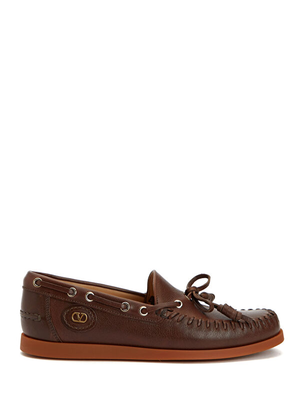 Valentino Garavani Palm Avenue Kahverengi Kadın Deri Loafer - 1