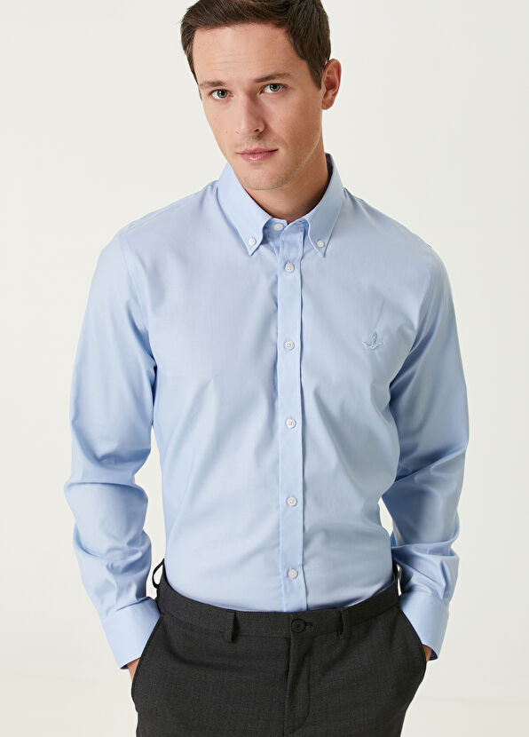 Beymen Club Non-Iron Custom Fit Blue Shirt - 2
