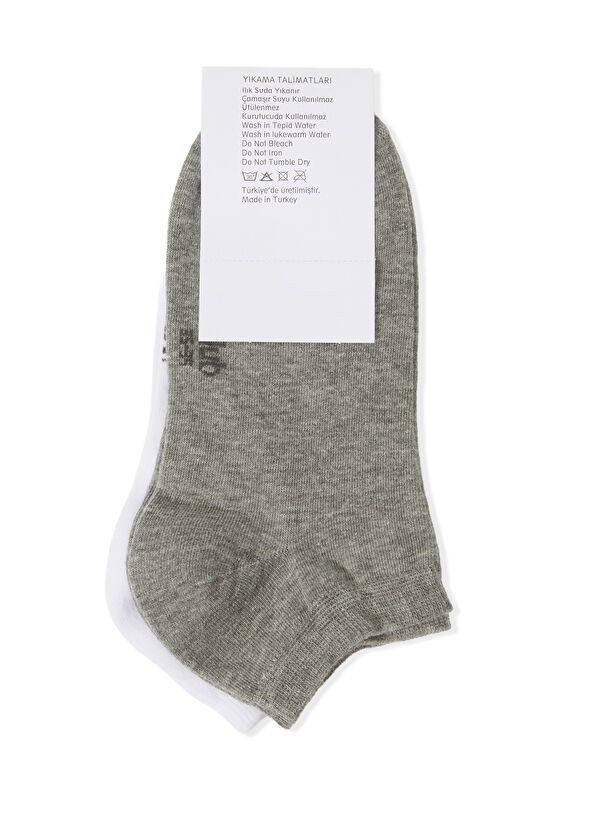 Beymen Club White Grey Women's 2-Pack Booties Socks Set - 2