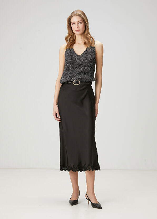 Beymen Club Siyah Midi Saten Abiye Etek - 1