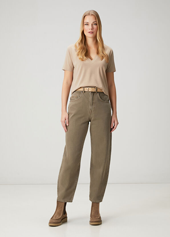 Beymen Club Beige V-Neck T-Shirt - 2