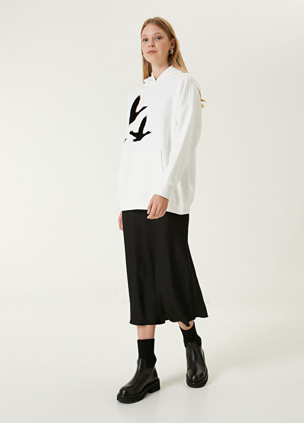 Beymen Club Beyaz Kapüşonlu Logo Baskılı Sweatshirt - 3