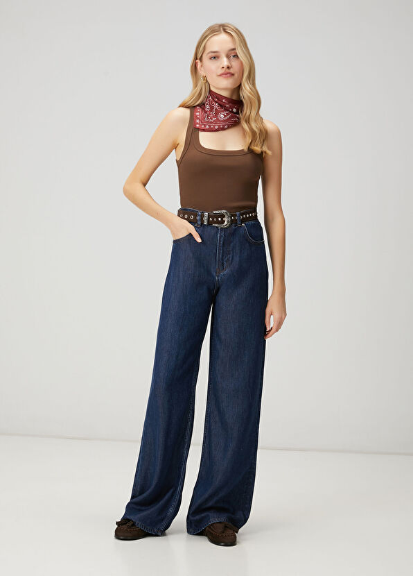 Beymen Club Indigo Palazzo Jean Pantolon - 2