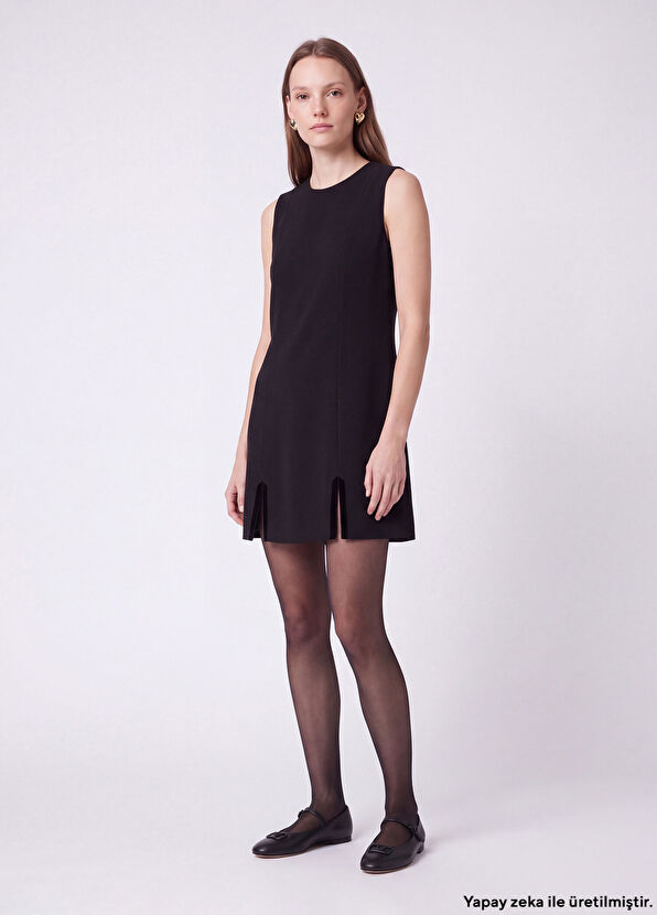 Beymen Club Black Bow Slit Sleeveless Mini Dress - 1
