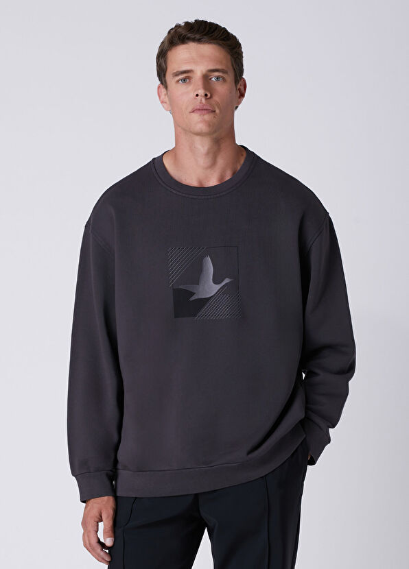 Beymen Club Comfort Fit Antrasit Kaz Logolu Sweatshirt - 1
