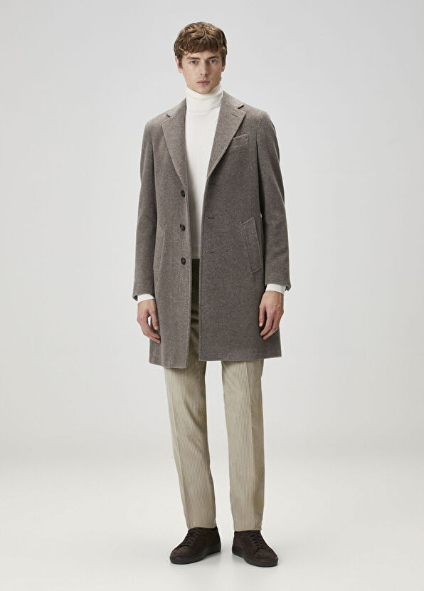 Kahverengi Yün Palto - Görsel 4