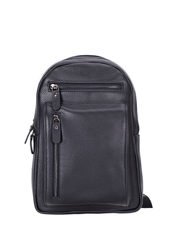 Bloominbag Blake Siyah Deri Çapraz Unisex Sırt Çantası - 1