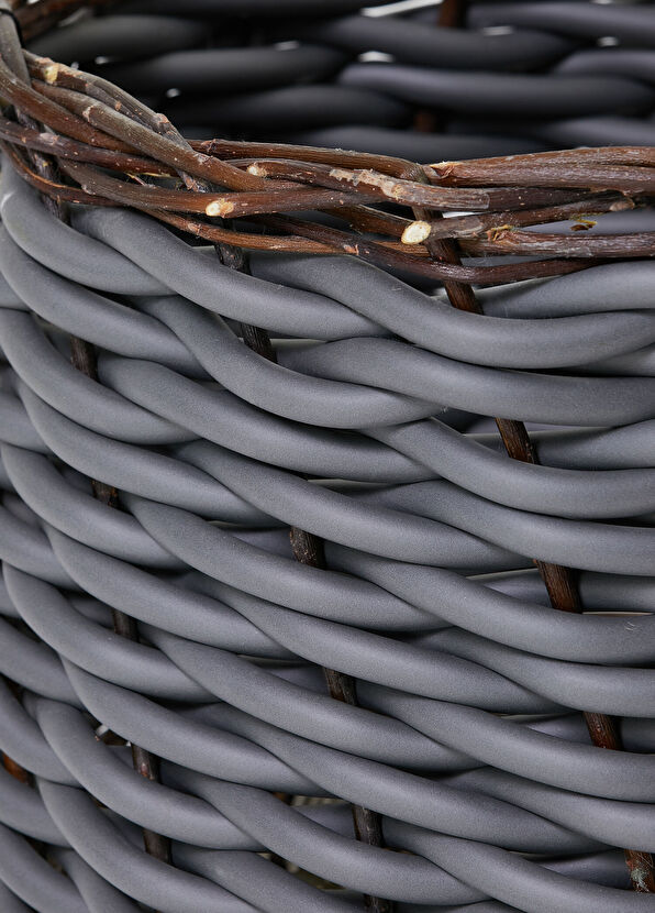 Neo Twig Gri Örgü Dokulu Hasır Sepet - 2