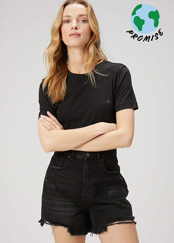 Beymen Club Siyah Logo Detaylı Basic T-shirt - 1