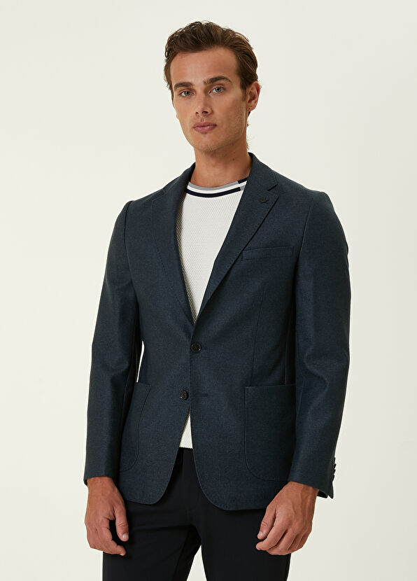 Beymen Club Koyu Gri İnce Flanel Yün Ceket - 3