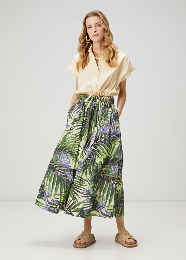 Beymen Club Green Palm Printed Maxi Skirt - 2
