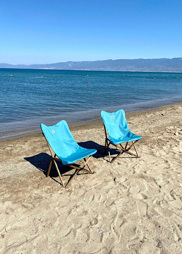 Bag The Joy Wood Brown Frame Turquoise Cover Folding Camp and Garden Chair - 4