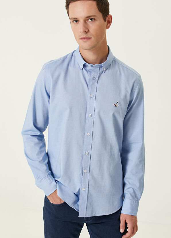 Slim Fit Blue Oxford Shirt Beymen Club Slim Fit Blue Oxford Shirt - 2