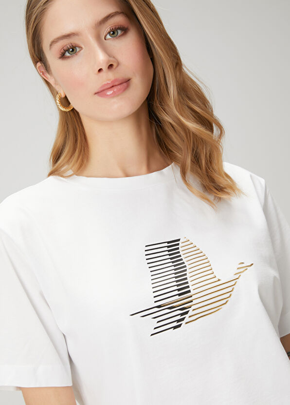 Beymen Club Kırık Beyaz Logo Detaylı T-shirt - 2