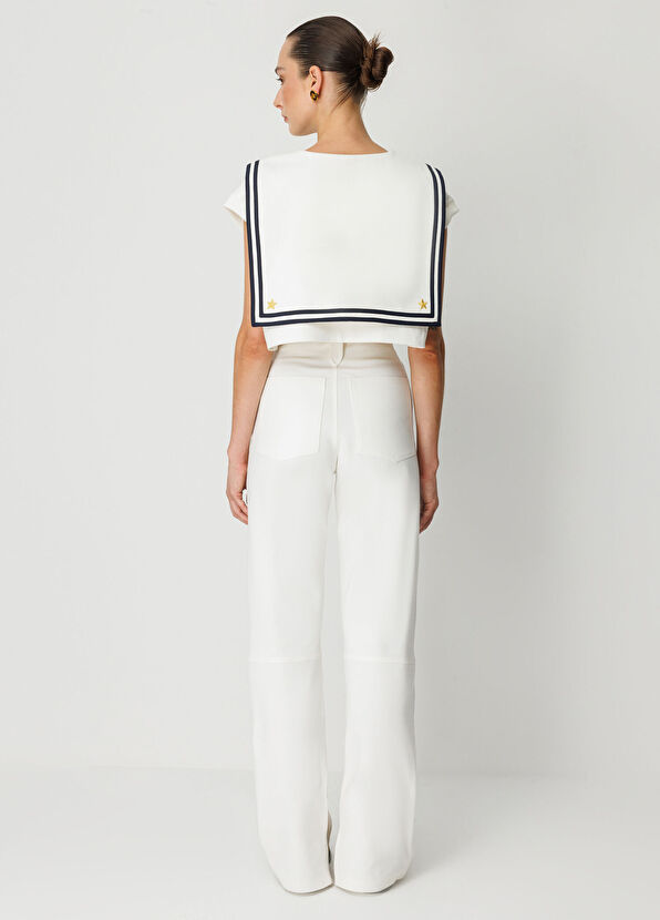 Wabi Sabi Sail Ecru Sleeveless Women's Short T-shirt - 4