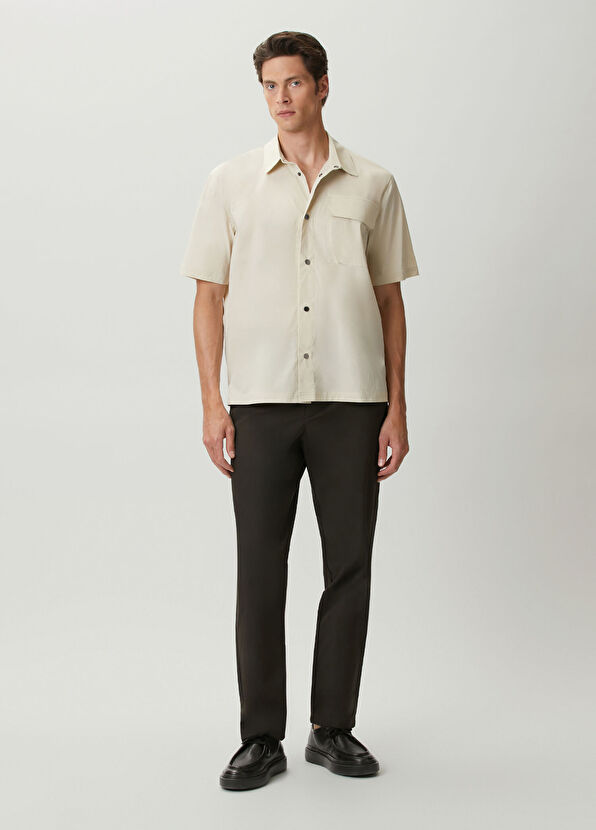 Beymen Club Beige Pockets Short Sleeve Oversize Shirt - 3