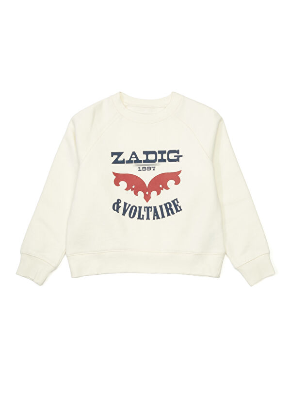 Zadig&Voltaire Beyaz Logo Baskılı Kız Çocuk Sweatshirt - 1