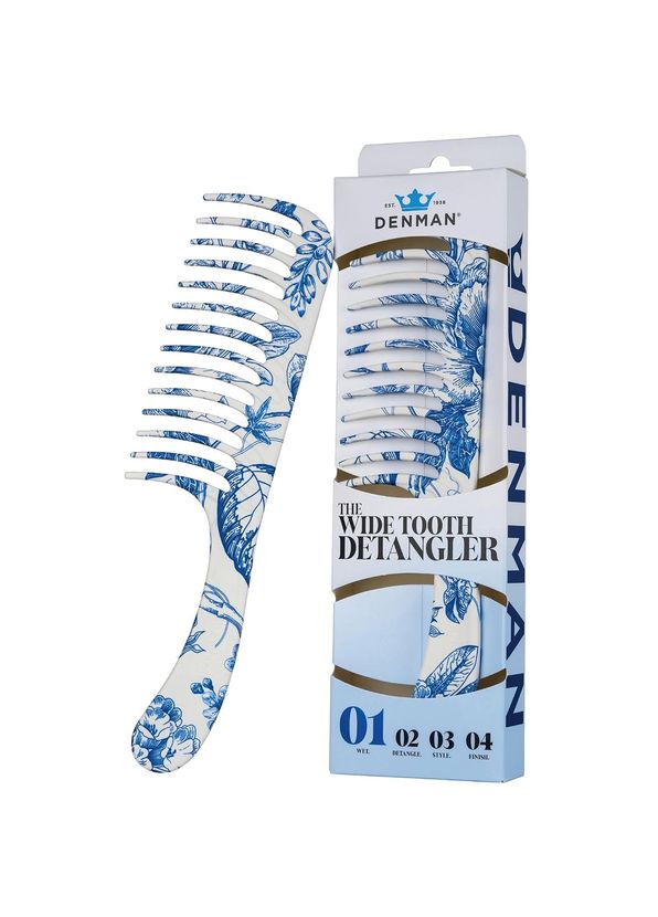 Denman D28 Wide Tooth Detangler Blue Belle Wide Brim Comb - 2