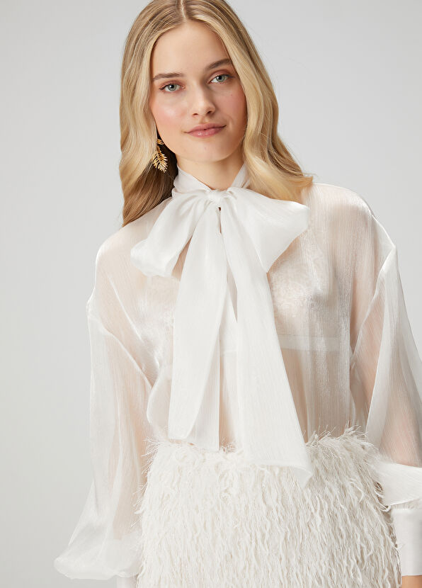 Beymen Club Kırık Beyaz Transparan Abiye Bluz - 2