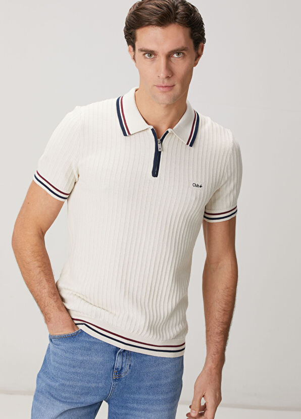 Beymen Club Off-White Short Sleeve Polo Sweater - 2
