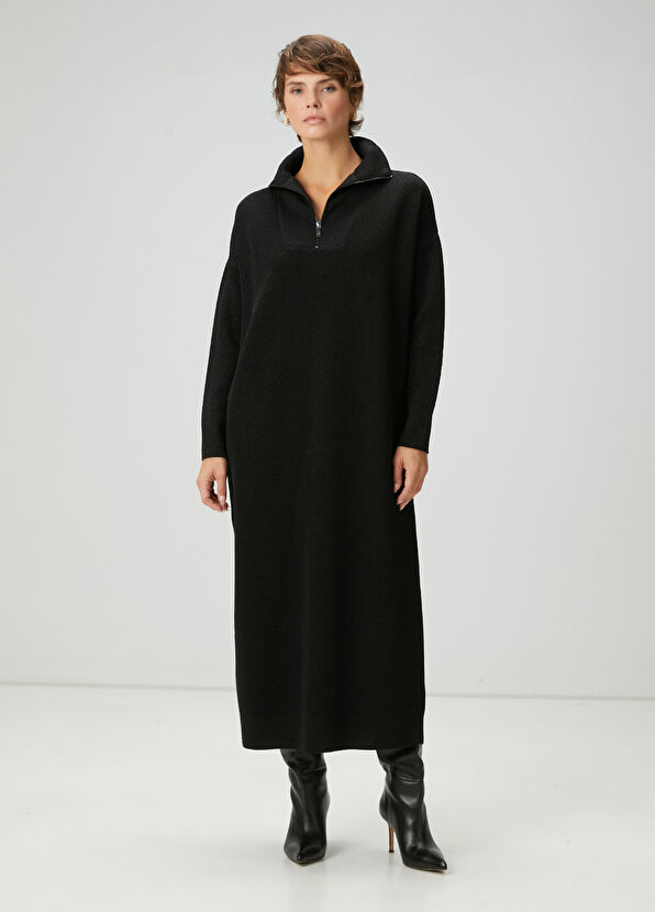 Beymen Club Siyah Simli Midi Elbise - 1