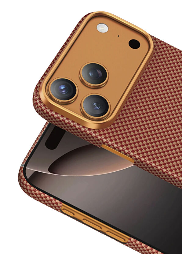 Keephone Kevlar Norra iPhone 17 Pro Max Turuncu MagSafe Uyumlu Telefon Kılıfı - 4