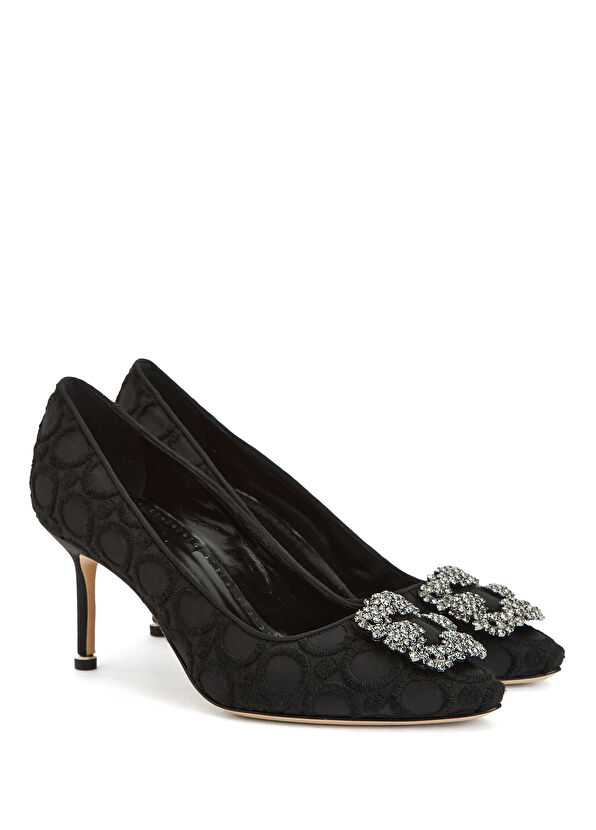 Manolo Blahnik Siyah İpek Topuklu Ayakkabı - 2