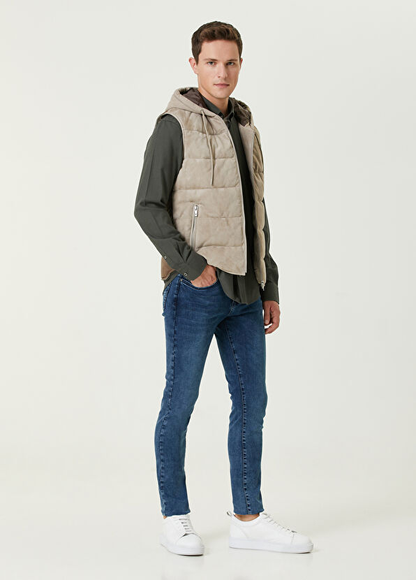 Beymen Club Beige Hooded Suede Vest - 2