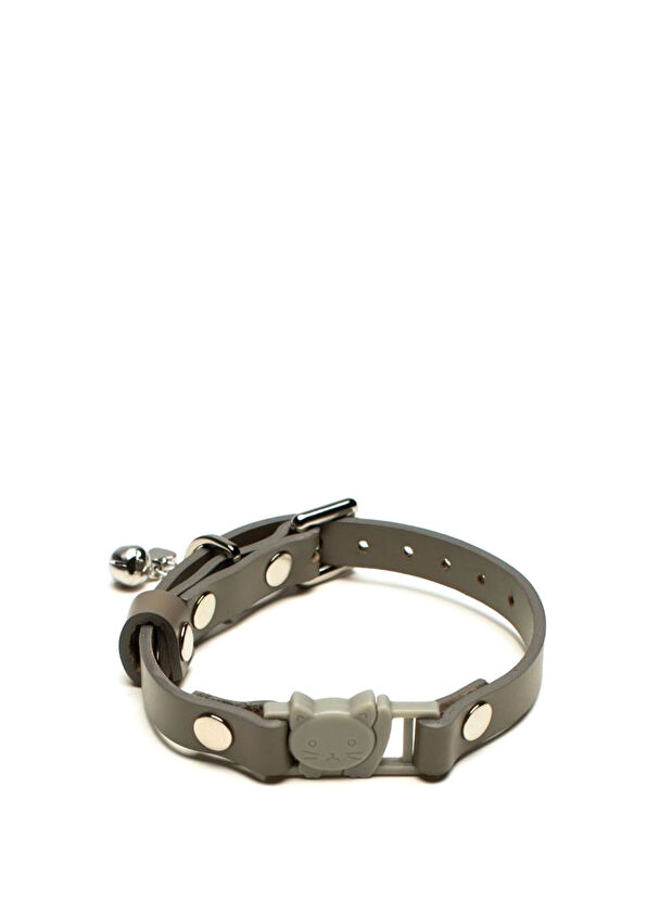 Zoe Pet Atelier Gray Leather Rattle and Heart Detailed Cat Collar - 1