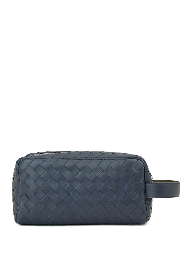 Bottega Veneta Koyu Mavi Erkek Deri Tıraş Çantası - 3