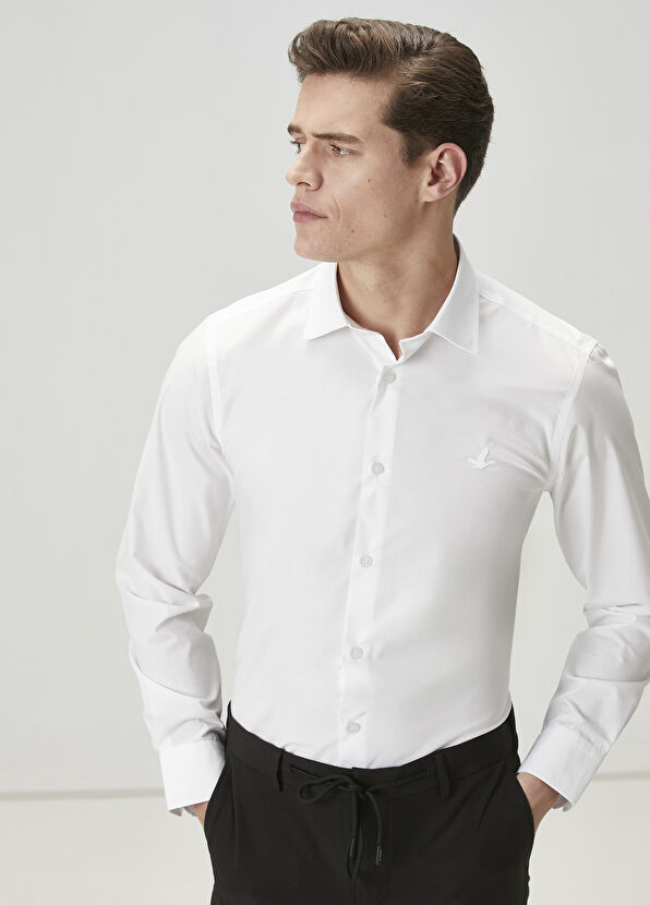 Beymen Club Slim Fit White Non-Iron Poplin Shirt - 1