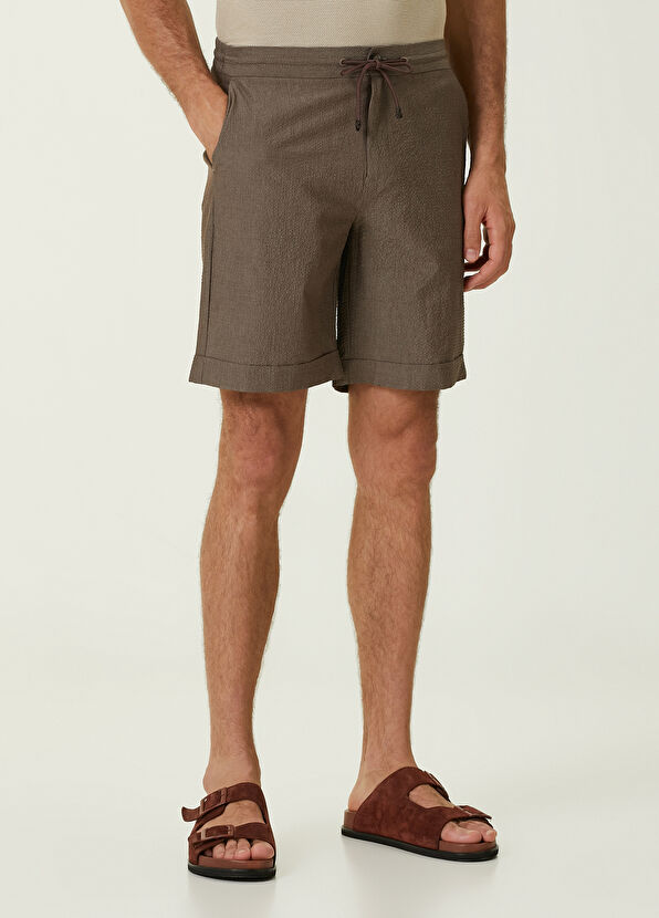 Beymen Club Mink Seersucker Textured Shorts - 2