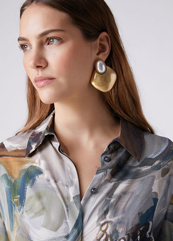 Beymen Club Women's Big Earrings With Pearl Details - 2